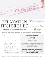 Relaxation Techniques-- ONLINE WORKSHOP-- June 6, 2024